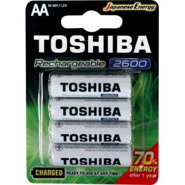Imagem de Cartela C/ 4 Pilhas  Aa  Recarregáveis Da Toshiba, Modelo Tnh-6Gae Bp-