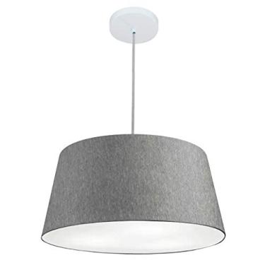 Imagem de Lustre Pendente Cone Cúpula Tecido 21/50x40 cm, Vivare Iluminação, Pendente4050 CZ, Cinza, Médio