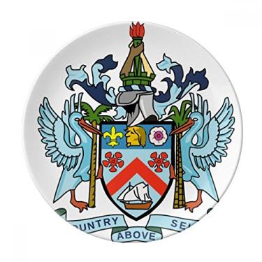 Imagem de Placa de sobremesa com emblema nacional de São Cristóvão e Névis de porcelana decorativa de 20,32 cm, jantar em casa