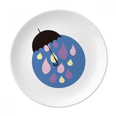 Imagem de Prato decorativo de porcelana Salver Prato de jantar Umbrella Cloud Rain Drip
