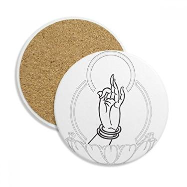 Imagem de Caneca de porta-copos com estampa simples de lótus da Culture Hand para proteção de mesa, pedra absorvente