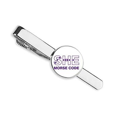 Imagem de Morse Code She Dot-line Expression gravata clipe para presente homem de negócios