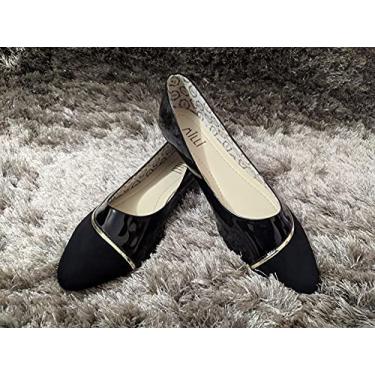 Imagem de Sapatilha Milli Nobuck/Verniz Preta/Dourada