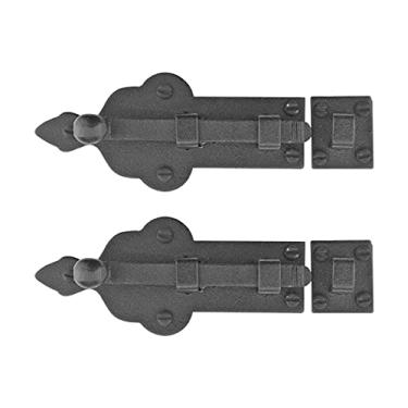 Imagem de Bloqueio de porta preta de ferro forjado com trava de segurança de 10 cm de largura, Pack of 2, Black