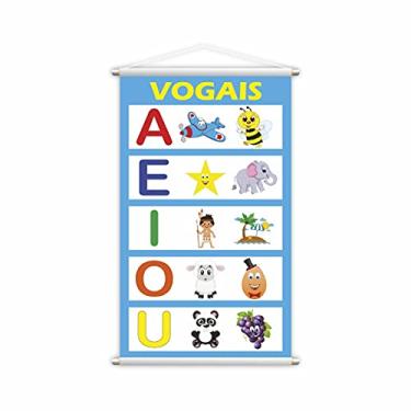Imagem de Banner Pedagógico Escolar Imagens Vogais 80x50cm