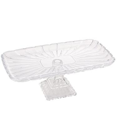 Imagem de LYOR - Prato Para Bolo Com Pé de Cristal Quadratta 36,5 x 17 x 14Cm Transparente