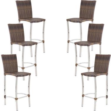 Imagem de 6 Banquetas Alta Cannes em Alumínio para Cozinha Bar Edícula