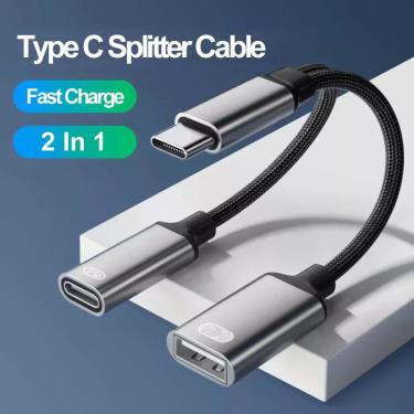 Imagem de Tipo C para USB C USB A Adaptador OTG  Google TV Chromecast Keyboard  carregamento rápido  2 em 1  C