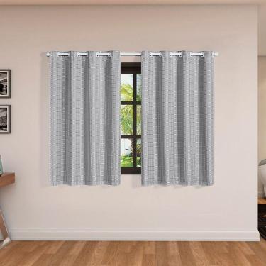 Imagem de Cortina Blackout Pvc Com Tecido Voil Xadrez 2,00 M X 1,40 M - Cinza