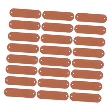 Imagem de LALAFINA 100 Unidades etiqueta de couro em branco botões pretos botões personalizados peças de etiquetas de couro para roupas Etiquetas de couro DIY para artesanato joias álbum de recortes