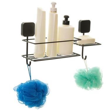 Imagem de Suporte Porta Shampoo Sabonete Banheiro Aço Reforçado Preto Branco (Preto)