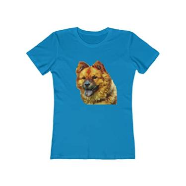 Imagem de Camiseta feminina de algodão torcido Chow 'Chung' da Doggylips, Turquesa lisa, XXG