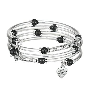 Imagem de FULU AUTUMN Pulseiras com contas para mulheres, pulseiras prateadas, bijuterias, presente moderno, 7IN, Zinco, Ametista