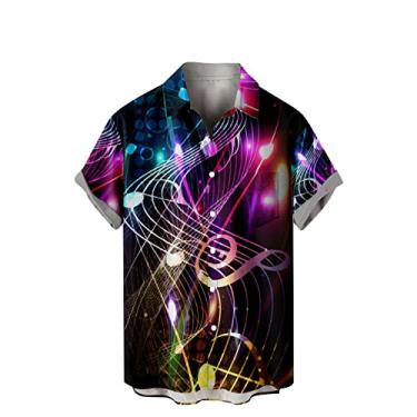 Imagem de Camisetas masculinas havaianas tropicais estampadas camiseta masculina manga curta gola tartaruga praia outono verão 2024, X-664 multicolorido, XXG