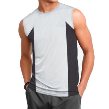Imagem de Champion Camisetas masculinas grandes e altas – Camiseta de jérsei de algodão sem mangas, Branco/cinza mesclado, 4X