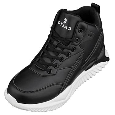 Imagem de CALTO Tênis masculino invisível que aumenta a altura – cadarço leve moderno tênis de cano alto – 10 cm mais alto, Preto, 41