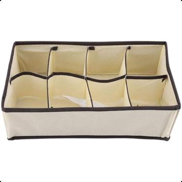 Imagem de Organizador de Gaveta Guarda Roupa 32x16x10 8 Divisões Bege