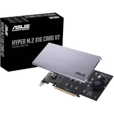Imagem de Cartão de expansão ASUS Hyper M.2 X16 PCIe 3.0 X4 V2 suporta 4 NVMe M.2 (2242/2260/2280/22110) até 128 Gbps para Intel VROC e AMD Ryzen Threadripper NVMe Raid