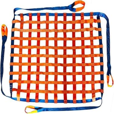 Imagem de Rede de carga resistente - Redes de elevação de carga - Correias de elevação para talha - Rede de elevação de estilingue plana de poliéster - para carga e descarga de carga, laranja, 3x3m (2