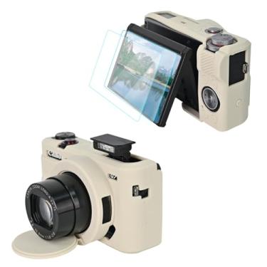 Imagem de VOVMOEYA Capa de câmera para Canon Powershot G7 X Mark III com 2 peças protetoras de tela de proteção total macia G7X III capa de silicone destacável capa protetora para Canon G7XIII G7X3-bege