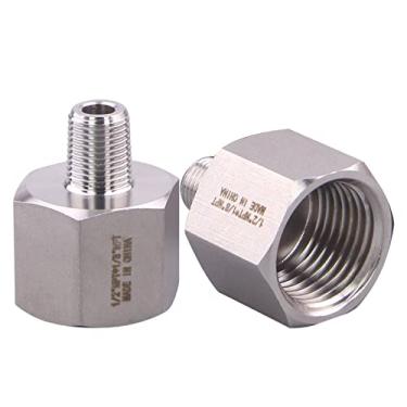 Imagem de DERPIPE Encaixe adaptador redutor forjado - conector de tubo redutor de aço inoxidável 304, NPT fêmea de 1/2" x NPT macho de 1/8" (pacote com 2)