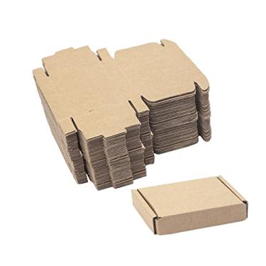 Imagem de Ellbest 50 peças de caixas de papel kraft, caixa de embalagem de papelão ondulado para embalagem de presente de joias, armazenamento de itens pequenos, marrom, 8,9 x 6,6 x 1,8 cm
