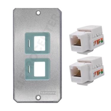Imagem de 10 Tampa para condulete 3/4" para 2 Suportes RJ45 + 20 Keystone Tomada