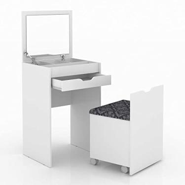 Imagem de Penteadeira com Puff e Espelho Multimóveis Cr35020 Branco/preto