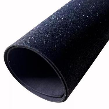 Imagem de Kit 5 Folhas Eva Preto Glitter Textura Homogênea Lavável - Biatex