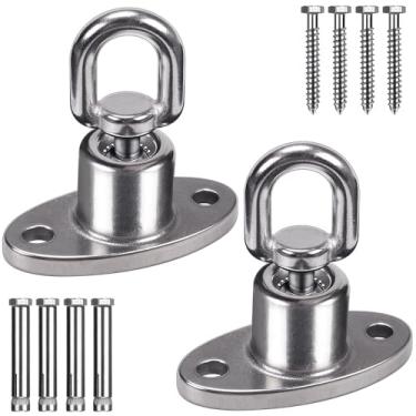 Imagem de SELEWARE Silent Ball Bearing Swing Hangers, Heavy Duty 360° Rotate Swing Swivel Hook for Wooden Playground Yoga Hammock Chair Rope Punching Bag Porch Tire Web Swing Sets, 1200 Capacity, 2 Pack