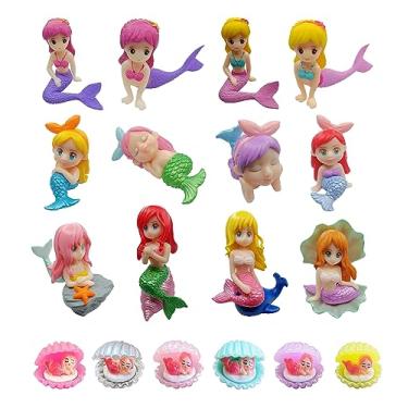 Imagem de JKanruh 18 Pcs Miniature Mermaid Figurines, Mini Sleeping Mermaid in Shell for Cake Decoration Home Terrarium Decoration DIY Crafts