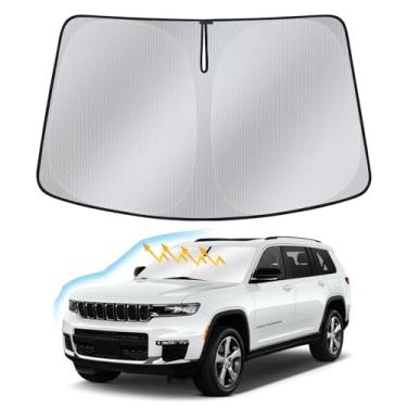 Imagem de Para-brisa para Jeep Grand Cherokee L 2021-2024, nano materiais atualizados, cobertura de janela frontal para acessórios Grand Cherokee L, protetor de raios UV para para-brisas dobrável