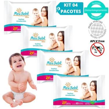 Imagem de Lenços Umedecidos Lencinho Higiênico kit 4 Pacotes - Meu Bebê