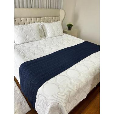 Imagem de Peseira Manta Trança Tricot Cama Queen 230x60cm Madrid - Calu Tricot, 
