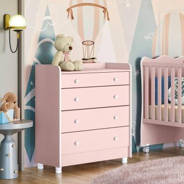 Imagem de 2523 - Comoda Com Trocador Doce Sonho Rosa Acetinado