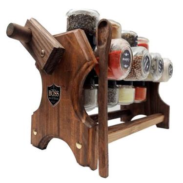 Imagem de Porta temperos giratorio com 16 recipientes de condimentos e colher do