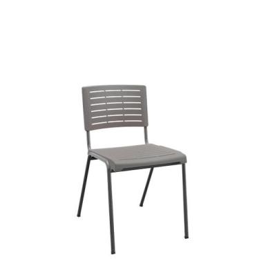 Imagem de Cadeira Fixa Escritório Multiuso Niala Plaxmetal NR17 Basalto (Cinza)