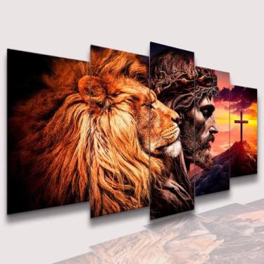 Imagem de Quadros Decorativos Mosaico Cristo, Leão Cruz no Morro - Dropx4