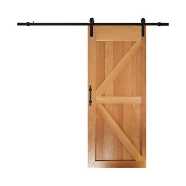 Imagem de Porta de Correr Celeiro em Madeira Maciça Tauari com Trilho de Alumíni