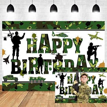 Imagem de DORCEV 1,8 x 1,2 m Soldado Feliz Aniversário Fotografia Pano de Fundo Soldado Helicóptero Militar Gesto Camuflagem Fundo Tema Militar Meninos Festa Aniversário Banner Crianças Retrato Foto Vinil