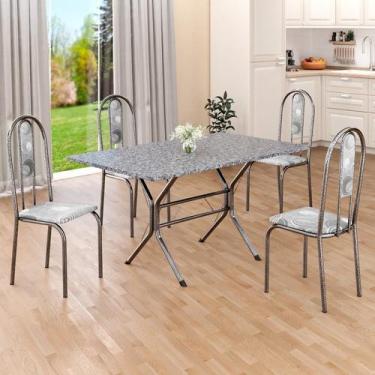 Imagem de Conjunto Sala de Jantar Mesa Retangular 120x75cm Tampo Granito Ocre 4 