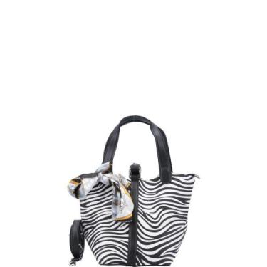 Imagem de Handbag em Animal Print com Lenço Bauarte, P, Branco