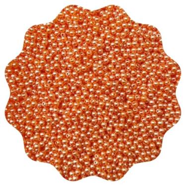 Imagem de 100g Miçanga Pérola 4mm Abs ou Leitosa Aprox 3800un Missanga Artesanato (Tradcional - Laranja)