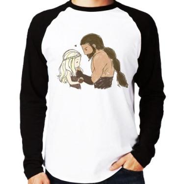 Imagem de Camiseta Raglan Khal Drogo e Daenerys Targaryen Manga Longa - Foca na 