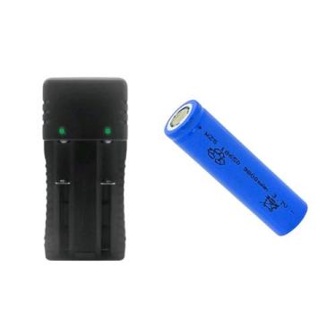 Imagem de Kit 1 Carregador Duplo 2 Slot Mais 1 Bateria 18650, 14500 Bateria 2665