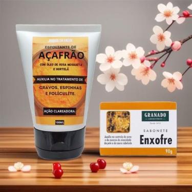Imagem de Kit Creme Esfoliante de Açafrão Com Sabonete de Enxofre - Foliculite, 