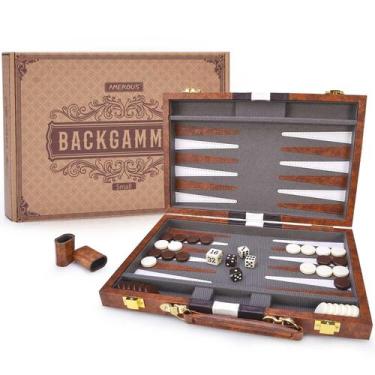 Imagem de Conjunto de gamão AMEROUS Classic, jogo de tabuleiro de 28 cm com esto