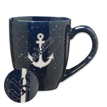 Imagem de Rico Industries NCAA Lake Superior State Lakers Primary Logo Navy 473 ml Caneca de café de cerâmica salpicada gravada a laser