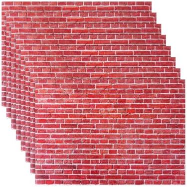 Imagem de Furbeko 35 Peças De Papel Parede Em Miniatura Para Casa Bonecas, Autoadesivo, Mini Piso Faça Você Mesmo, Decoração Da Vida Real Bonecas (Vermelho)