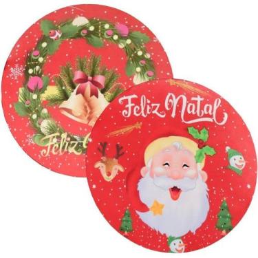 Imagem de Kit 2 Sousplast Com Capa Feliz Natal Noel Vermelho Exclusivo - Charme 